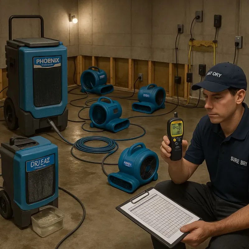 Structural Drying and Dehumidification process in Inverness Highlands South, FL